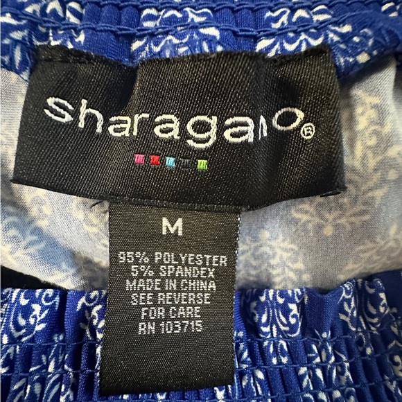 Sharagano Blue Wide Leg Pants with Geometric Print - Picture 8 of 8